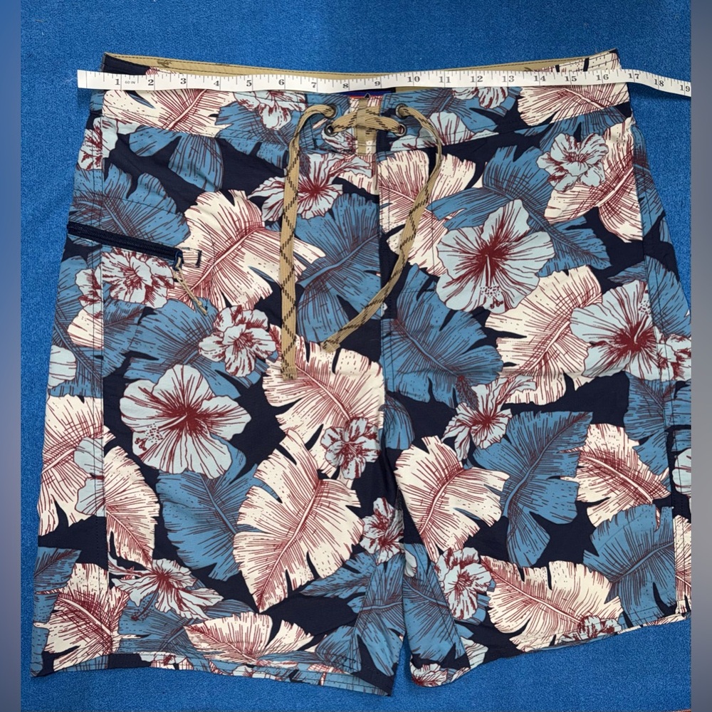 Patagonia Men's Floral Board Shorts - Navy, Light Blue & Cream